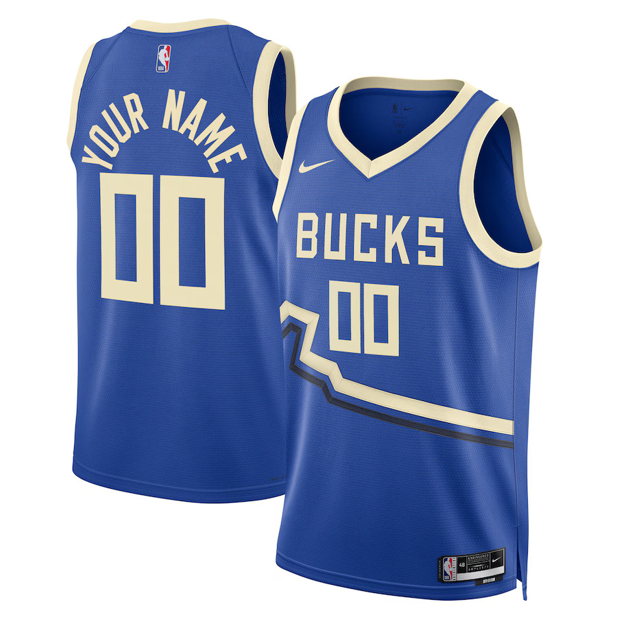 Men Milwaukee Bucks Nike Royal City Edition 2024-25 Custom Swingman NBA Jersey->milwaukee bucks->NBA Jersey